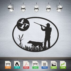 Hunter with Dog Duck Hunting Scene Vector CNC Laser Cut File