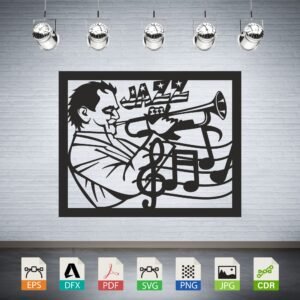 Jazz Musician Trumpet Player Vector CNC Laser Cut File