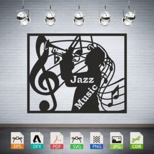 Jazz Musician with Trumpet Vector CNC Laser Cut File