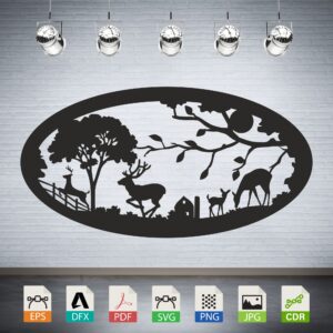 Deer Family Farm Scene Vector CNC Laser Cut File