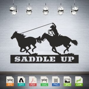 Saddle Up Cowboy Horses Vector CNC Laser Cut File