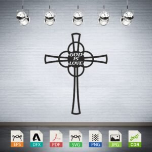 God Is Love Ornate Cross Vector CNC Laser Cut File
