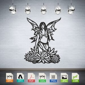 Fairy Standing on Flowers Vector CNC Laser Cut File
