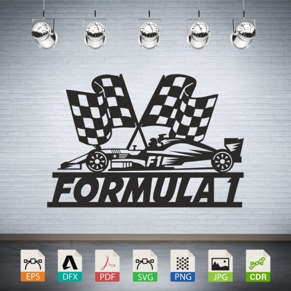 Formula 1 Race Car Checkered Flags Vector CNC Laser Cut File