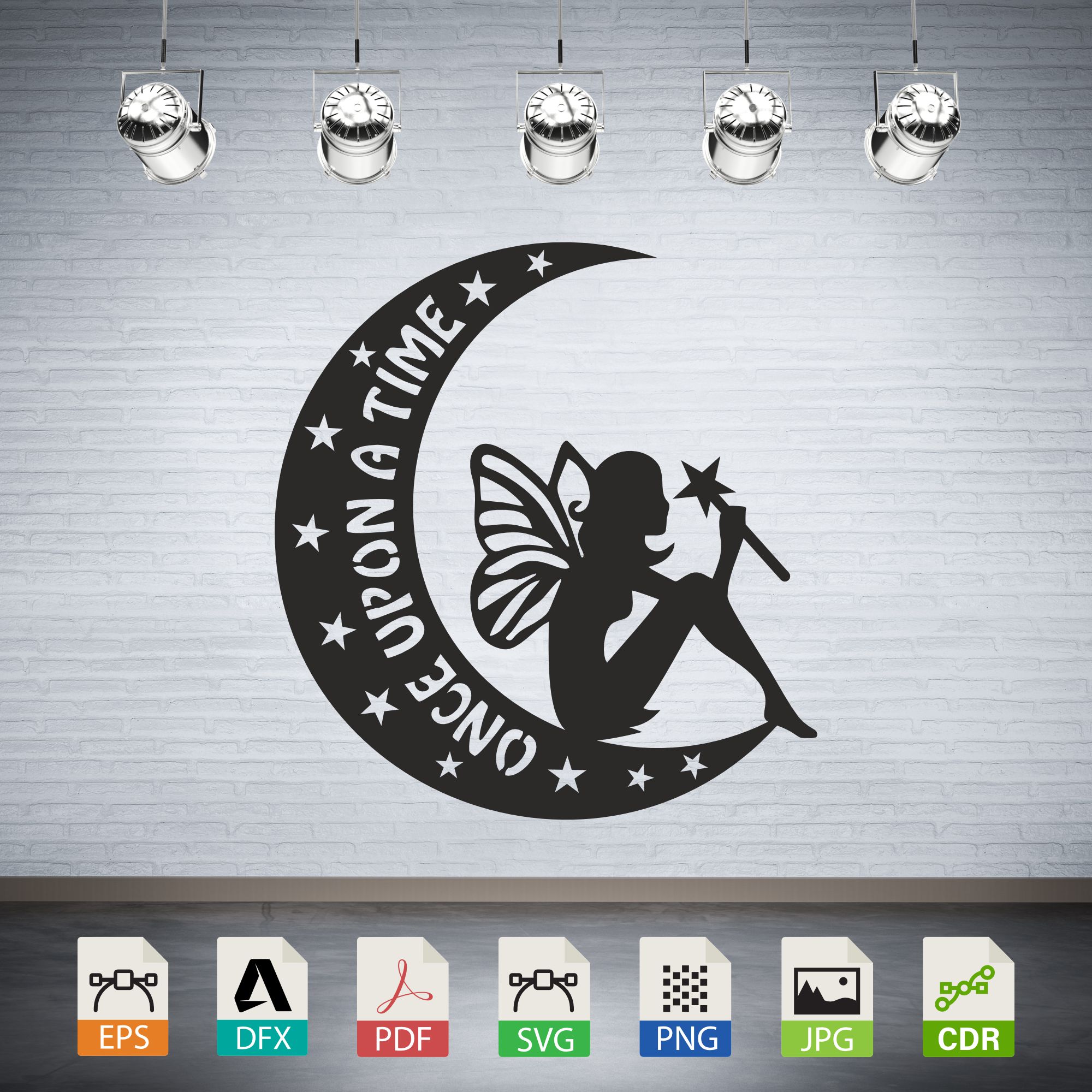 Once Upon a Time Fairy Moon Stars Vector
