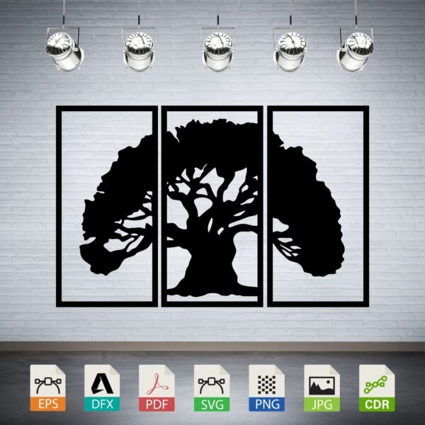 Triptych Tree of Life Vector - Modern Wall Art Decor