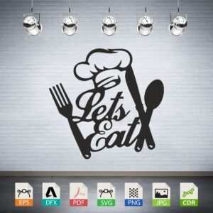 Let's Eat Chef Hat Utensils CNC