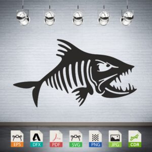 Piranha Skeleton Silhouette CNC