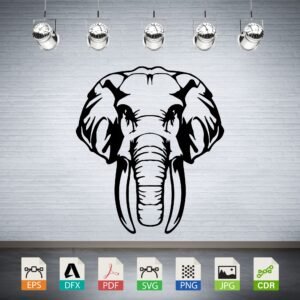Elephant Head Vector - African Animal Decor Design