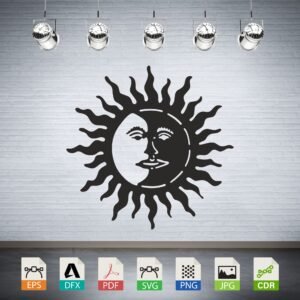 Sun and Moon Face Celestial Silhouette CNC