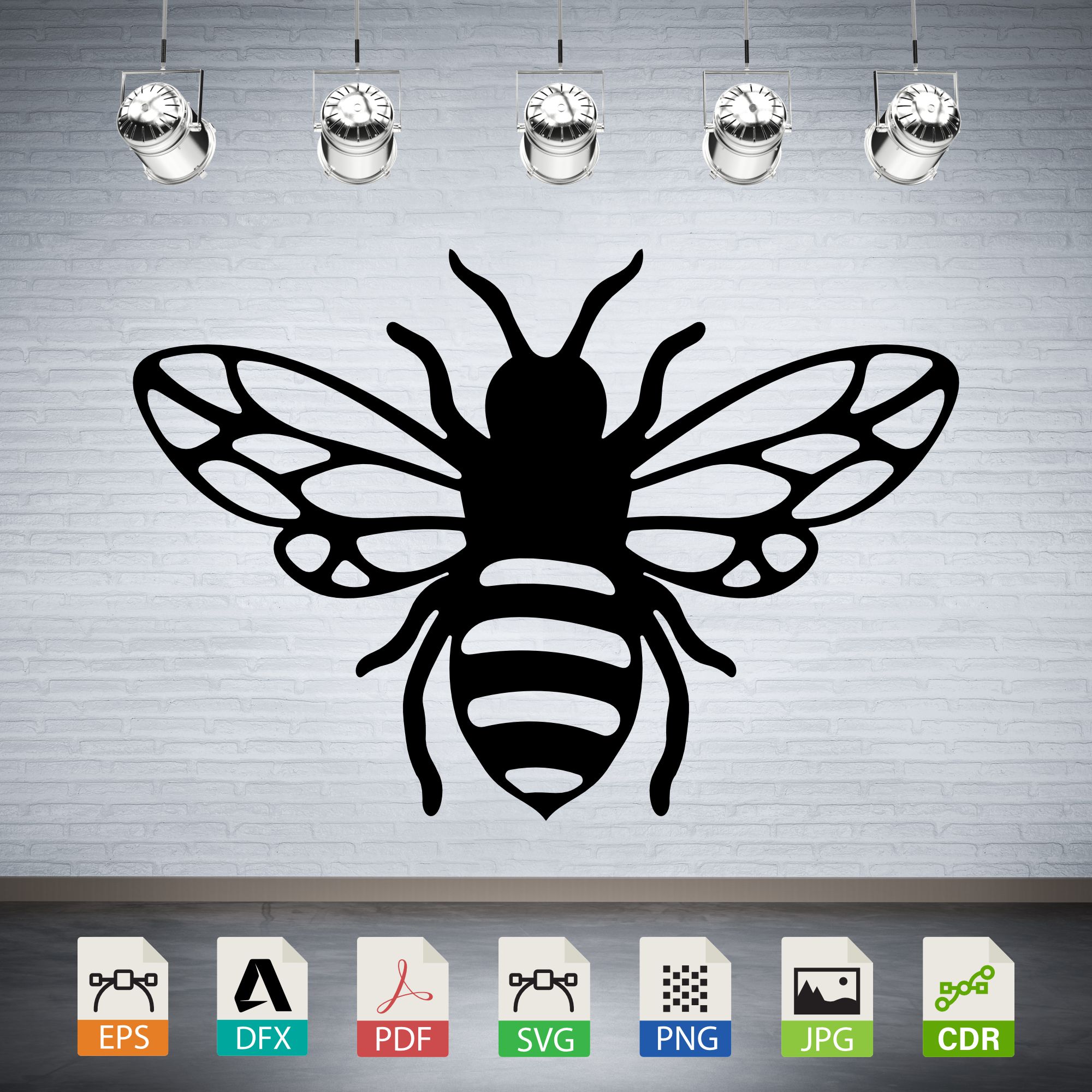 Detailed Honey Bee Silhouette CNC