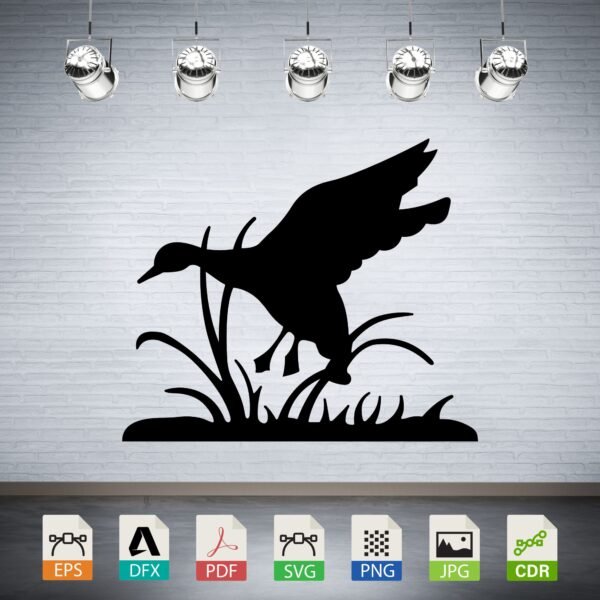 Landing Duck in Grass Silhouette CNC
