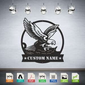 Eagle Landing Vector - Custom Name Wildlife Decor