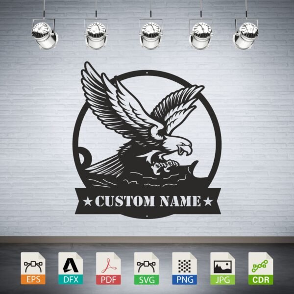 Eagle Landing Vector - Custom Name Wildlife Decor