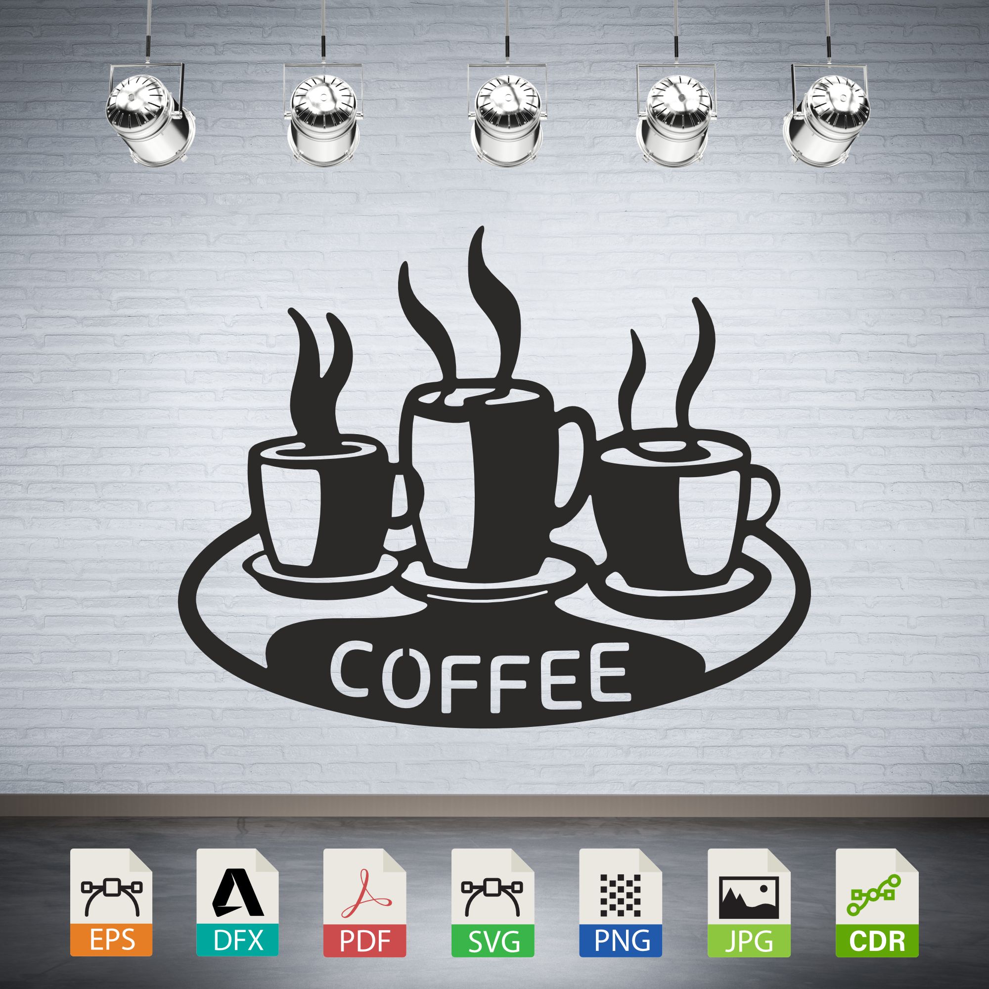 Steaming Coffee Cups Silhouette CNC