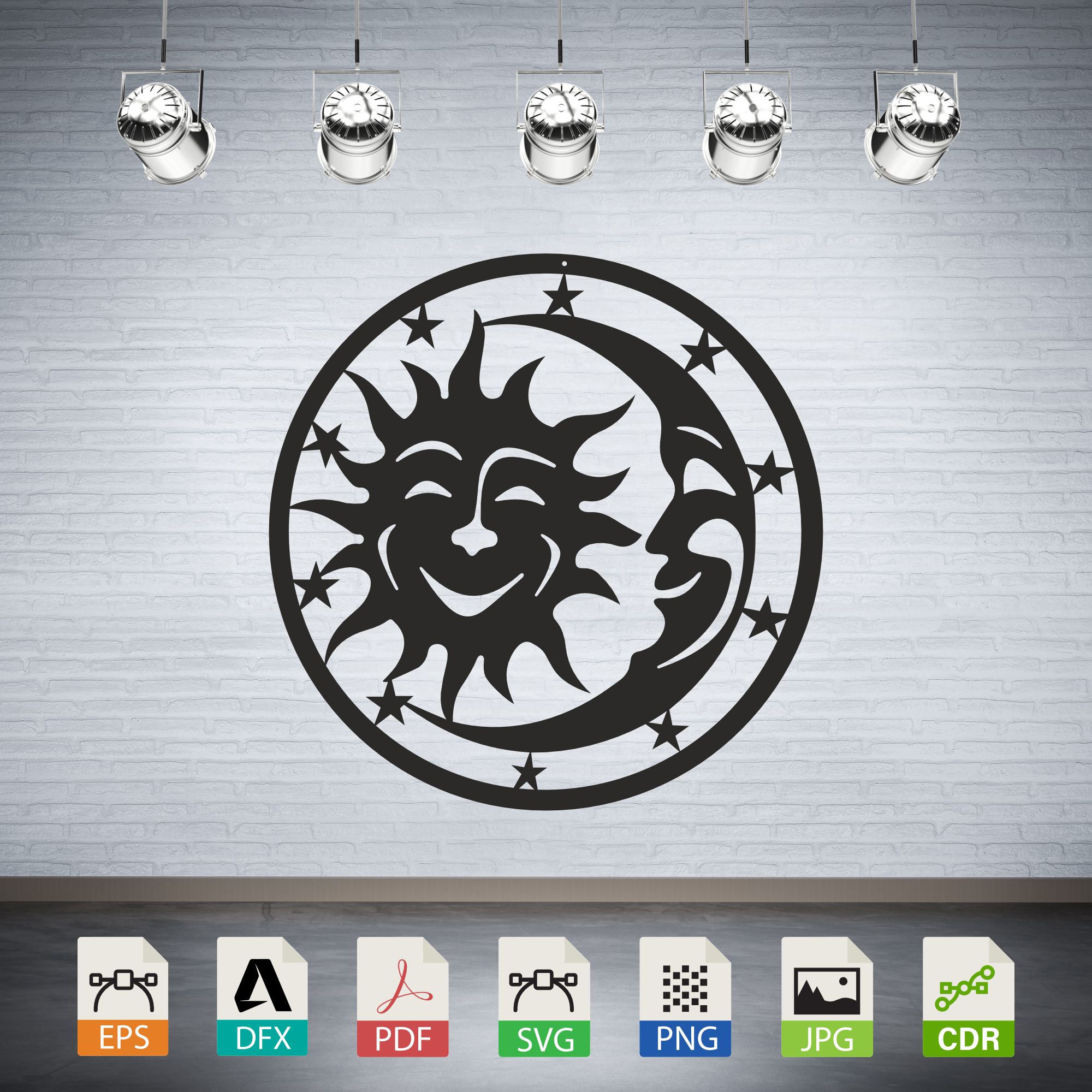 Smiling Sun Moon Stars Celestial CNC