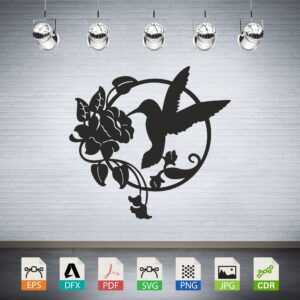 Hummingbird Feeding on Flower Silhouette CNC