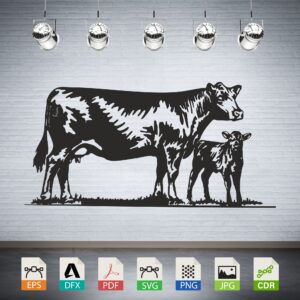 Cow and Calf Silhouette CNC
