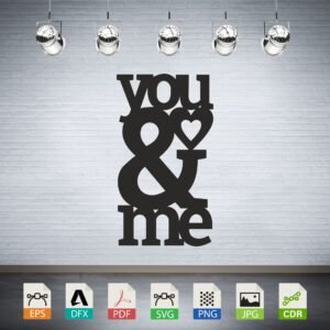 You & Me Heart Silhouette CNC
