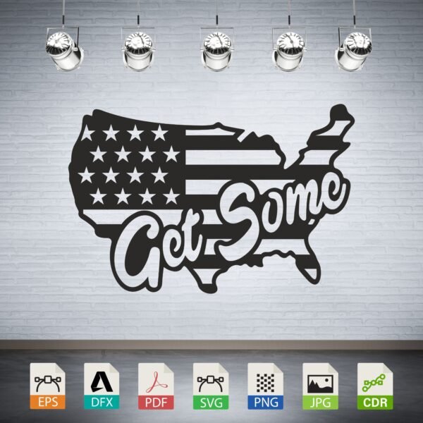 Get Some USA Flag Map Silhouette CNC