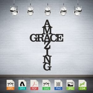 Amazing Grace Word Cross CNC