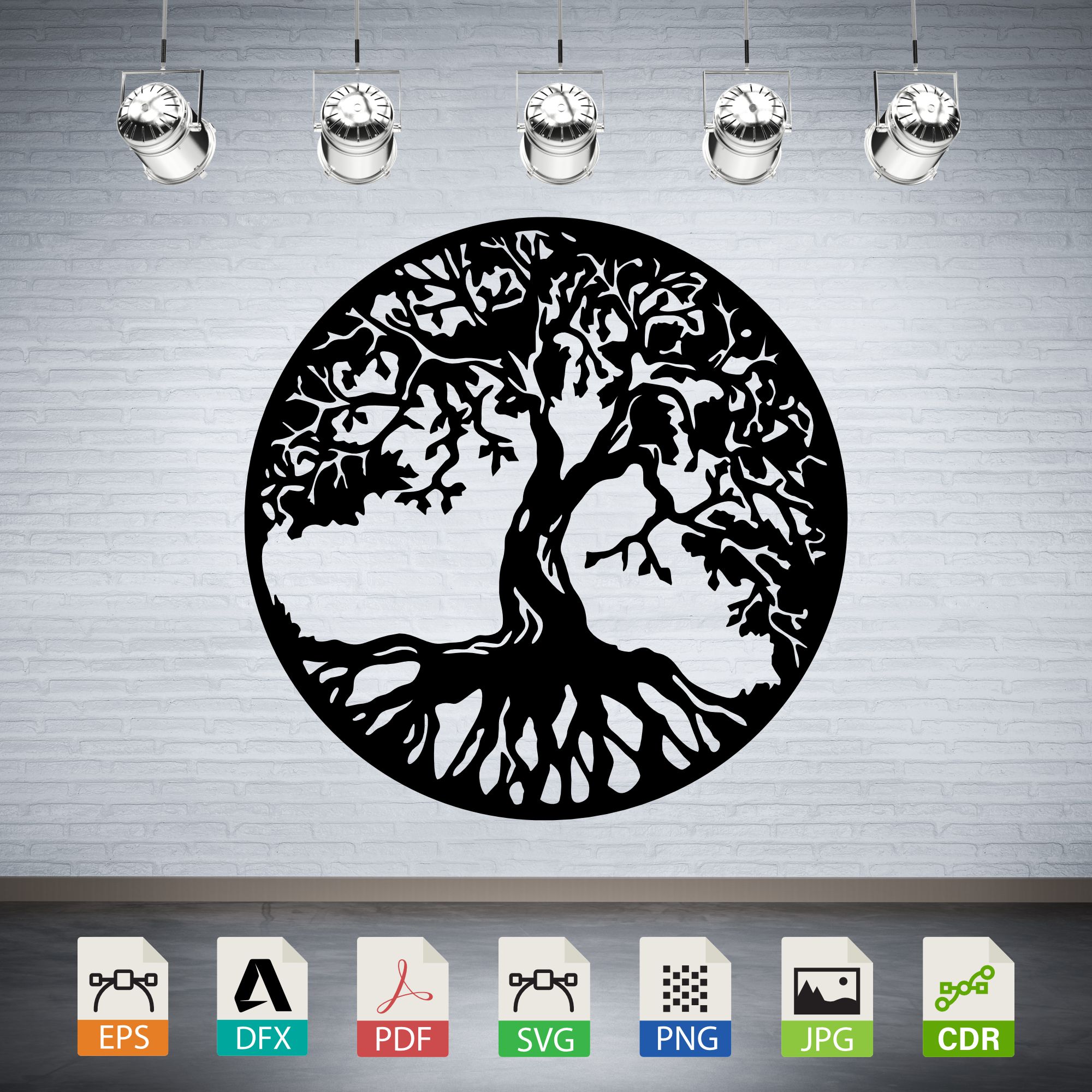 Circular Tree of Life Silhouette CNC