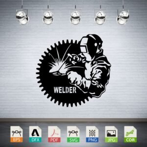 Welder at Work Gear Silhouette CNC