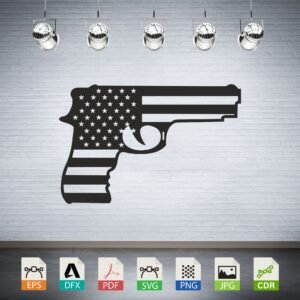 American Flag Pistol Silhouette CNC