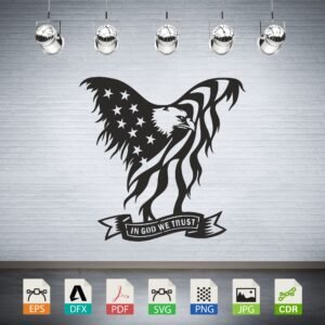 In God We Trust Eagle American Flag CNC