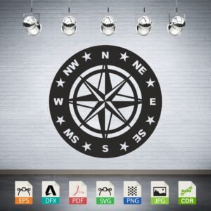 Nautical Compass Rose Vector - Directional Decor Design