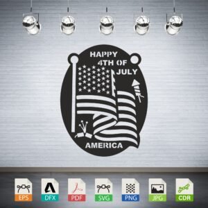 Happy 4th of July America Flag Fireworks Vector - Independence Day Decor