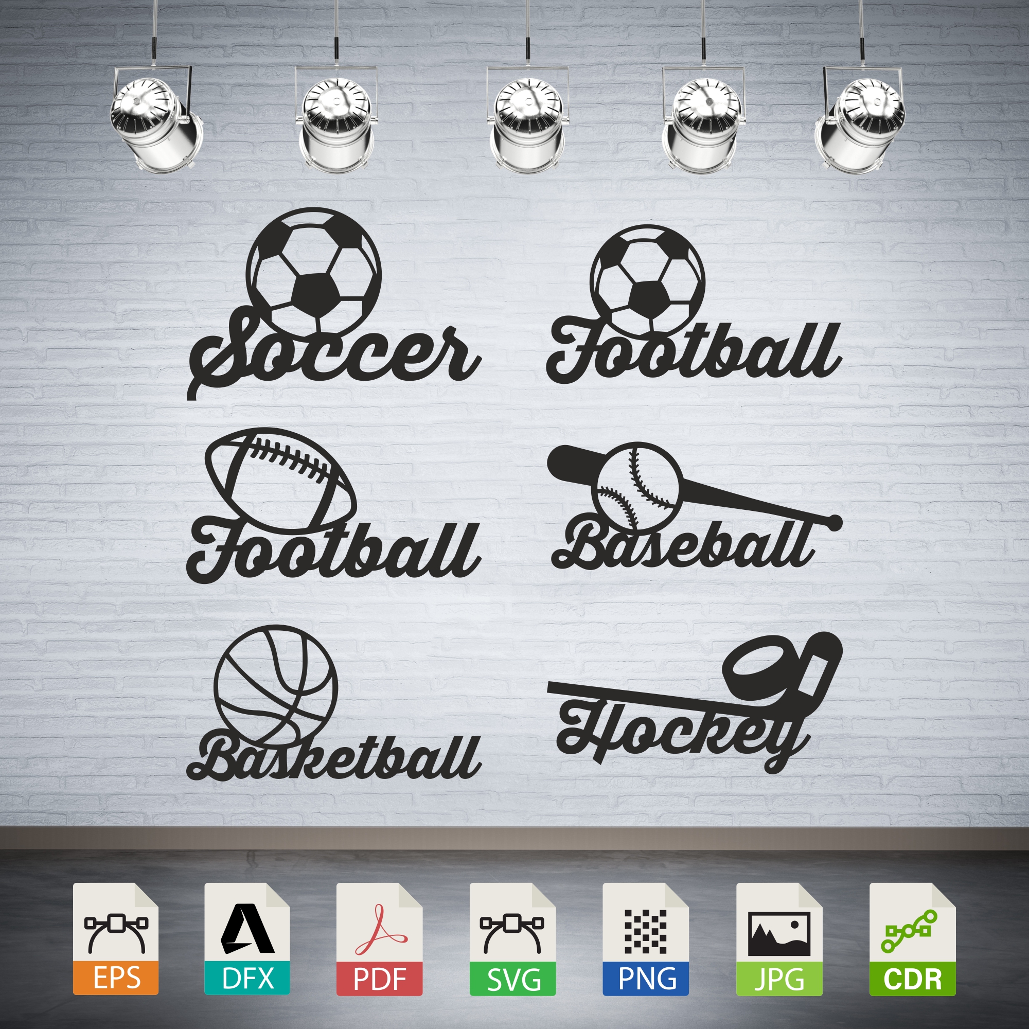 Sports Balls Vector Set - Soccer Football Baseball Basketball Hockey Designs