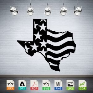 Texas State Flag Map Vector - Lone Star State Decor