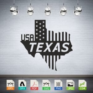 USA Texas Flag Map Vector - Lone Star State Pride Decor
