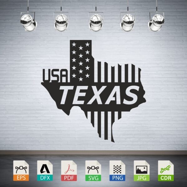 USA Texas Flag Map Vector - Lone Star State Pride Decor