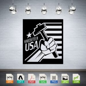 Handcrafted in USA Hammer Fist Vector - American Made Symbol