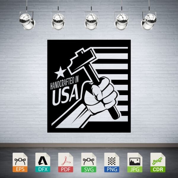 Handcrafted in USA Hammer Fist Vector - American Made Symbol
