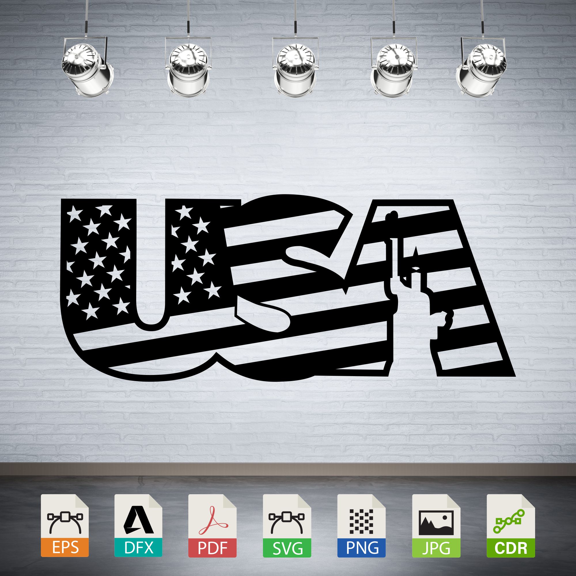 USA Flag Silhouette with Statue of Liberty Vector