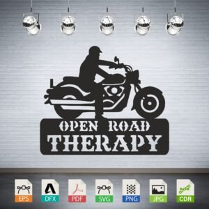 Open Road Therapy Motorcycle Vector - Biker Quote Design